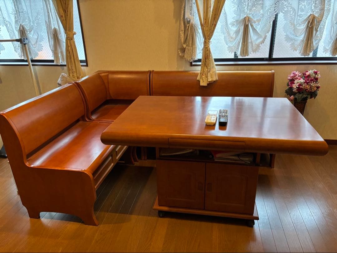 木製コーナーソファテーブル 引き出し付き‼️1月中旬で終了いたします。