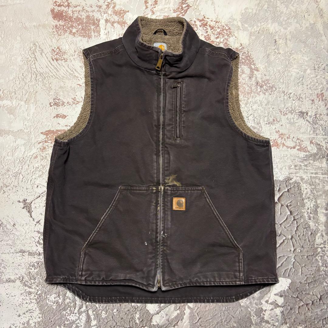 carhartt カーハート ダックベスト 裏ボア ブラウン V33DKB LT