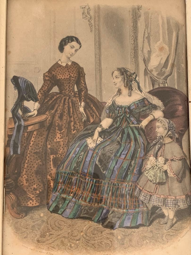 フランス　蚤の市　額　イラスト入り　フレーム　壁掛け