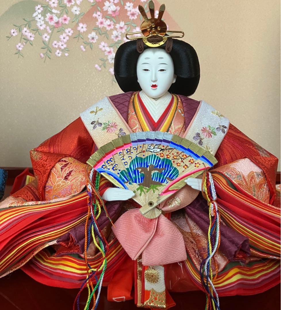 御京雛①平安春峰作　雛人形　三段飾り　お雛様　京都西陣織り　ひな人形3段　桜刺繍