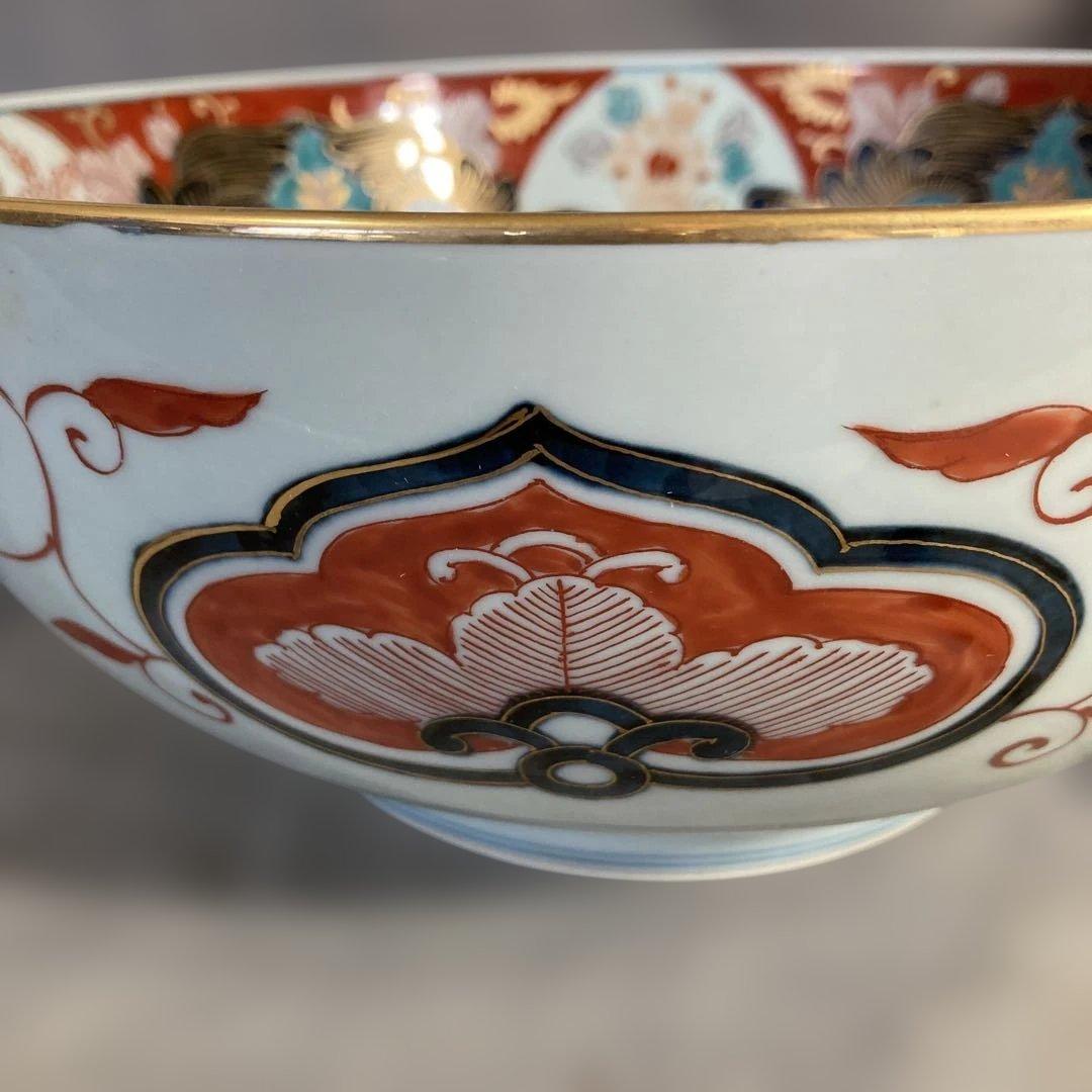 【古伊万里文】古伊万里の伝統　有田古伊万里文　染錦四方花絵牡丹見込文　大深鉢