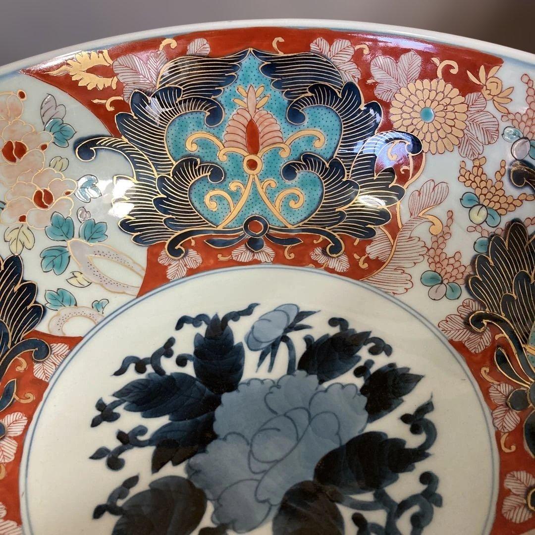 【古伊万里文】古伊万里の伝統　有田古伊万里文　染錦四方花絵牡丹見込文　大深鉢