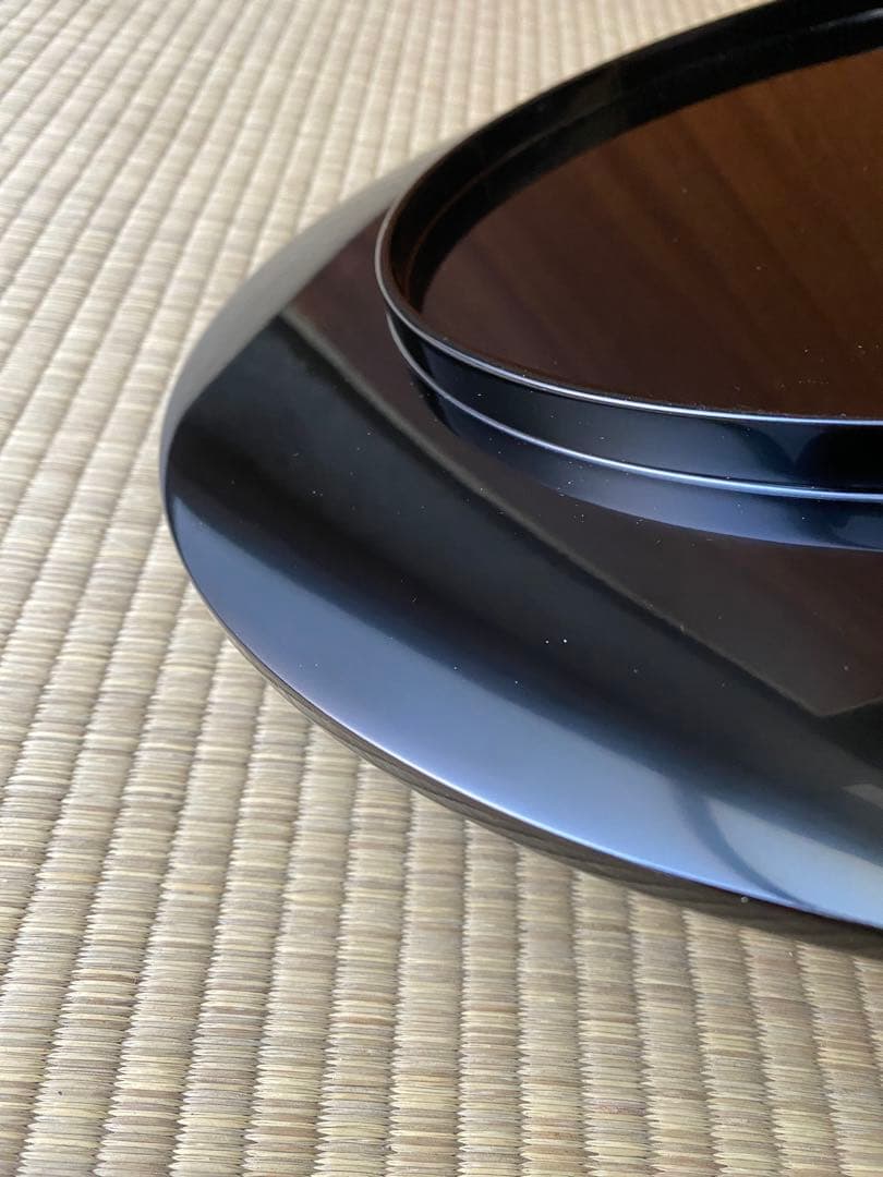 輪島塗 慶塚【溜塗 盛器】 菓子器　丸盆　40cm　天然木　漆塗　茶道具