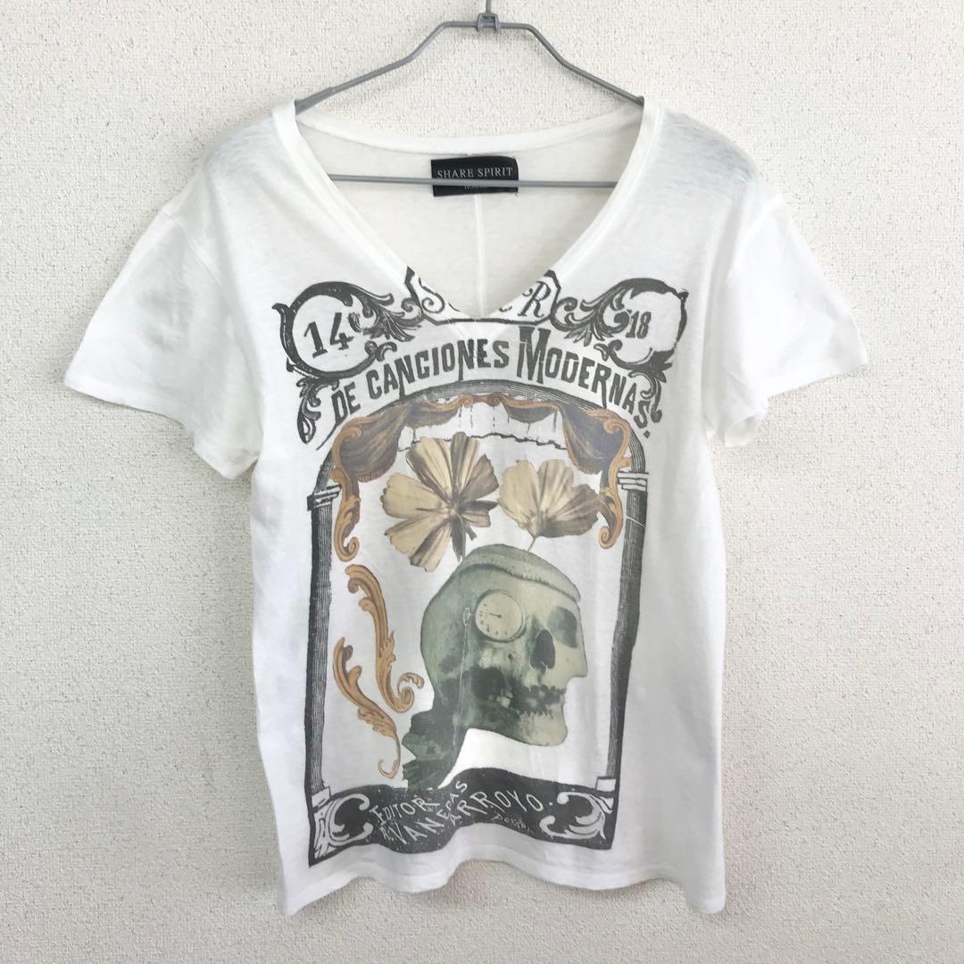 SHARE SPIRIT スカルプリント Tシャツ 半袖 カットソー S3356