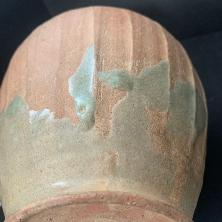 高麗青磁　盤口瓶　鎬広口瓶　須恵器　花瓶　オブジェ　李朝