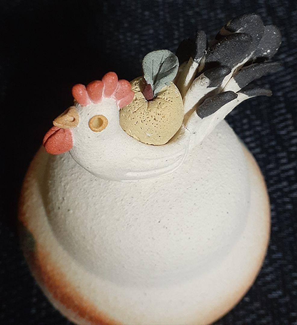 笠間焼【女流陶芸家】【小林一富美】作　にわとり　鶏　香合　共箱　茶道具　茶器