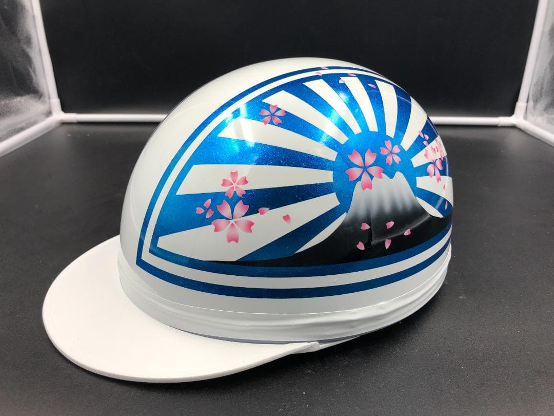 コルク半　カスタム　富士日章　三つボタン　ホワイトブルーラメ　桜　高級クリヤ