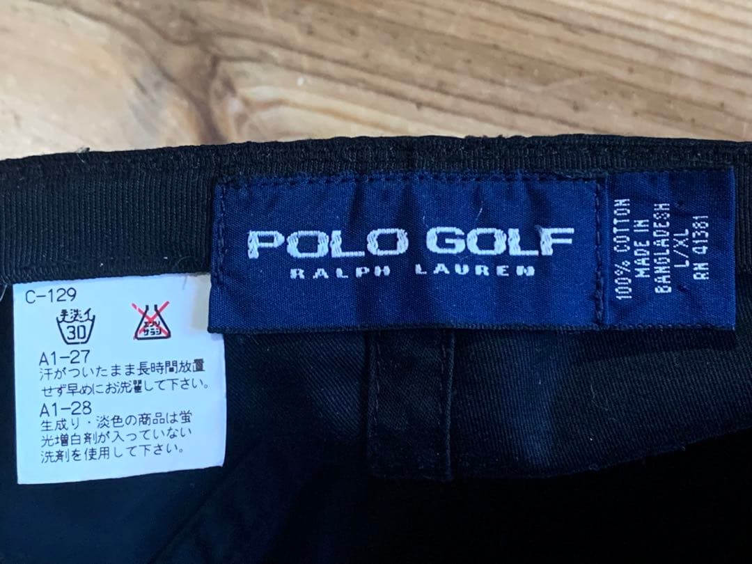 レア 90's ポロ ラルフローレン コットン キャップ ブラック L-XL 黒