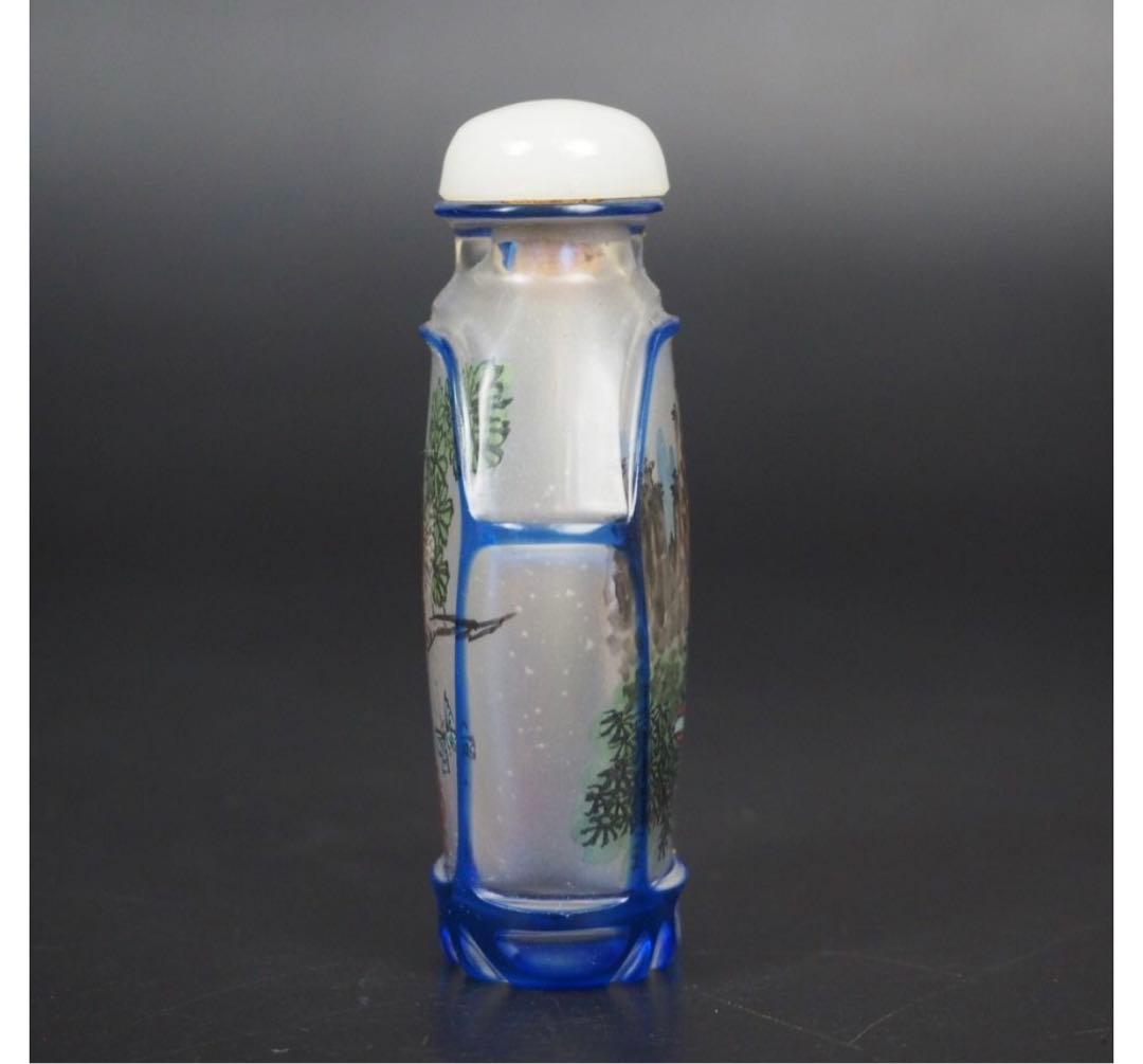 送料無料　色被せガラス手描き内画鼻煙壺　中国古玩