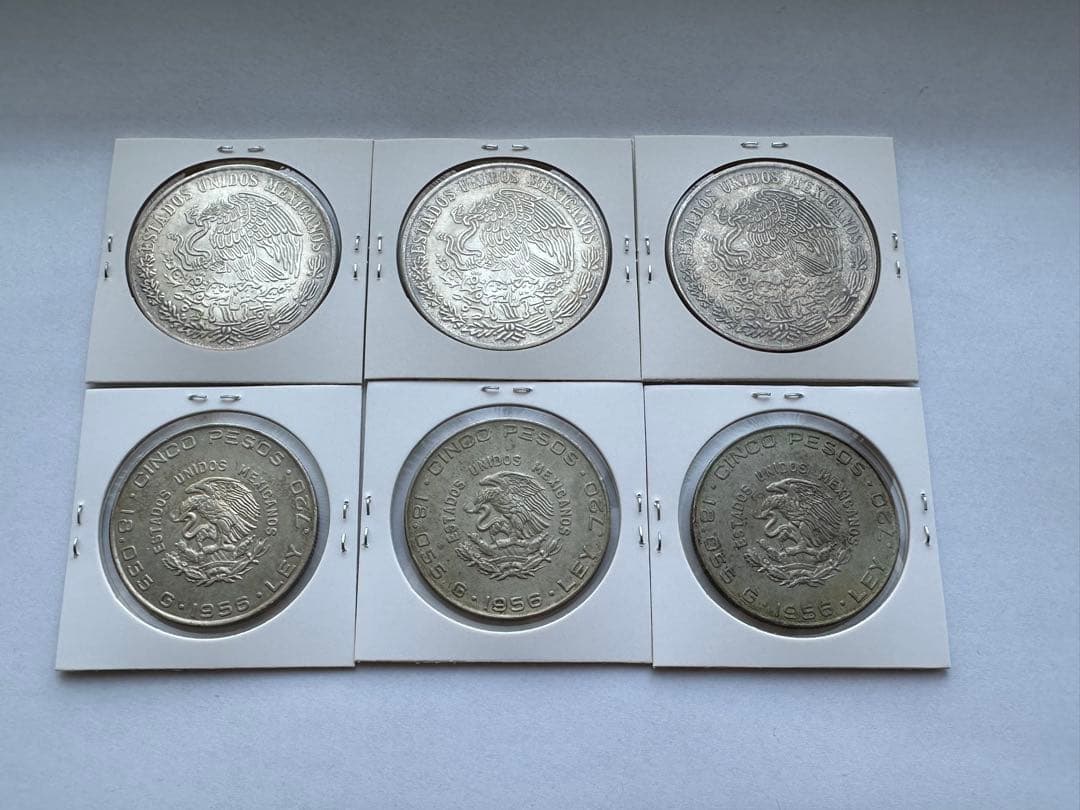 メキシコ銀貨 6枚　大型銀貨　メキシコ　プラタ プラ シエン 銀貨　古銭　本物