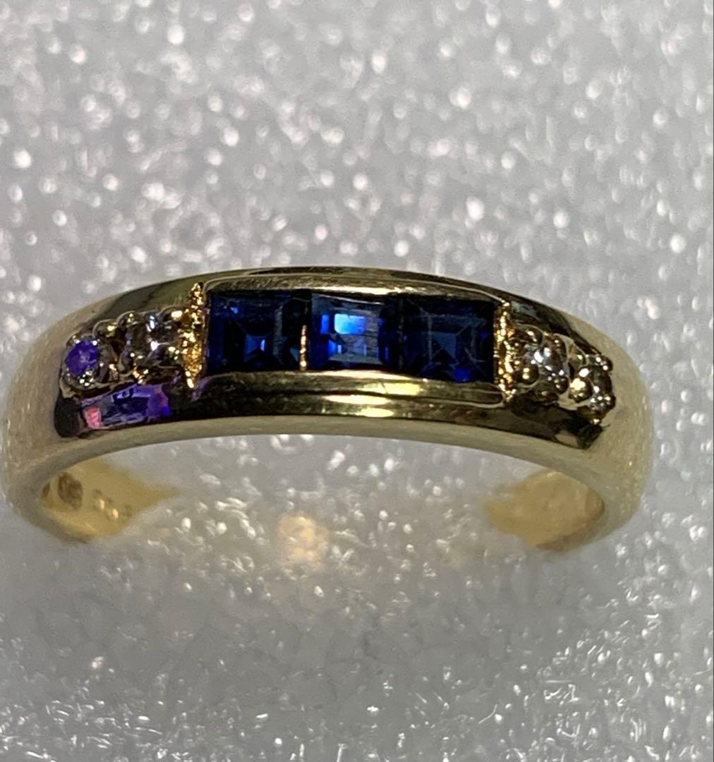 K18 サファイア0.4ct ダイヤモンド0.06ct リング
