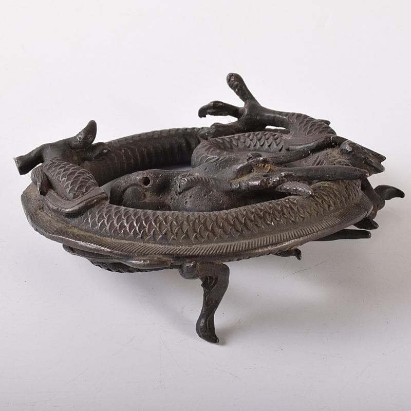 中国　古銅　龍　紙鎮　墨床　蓋置　置物　T　R8206