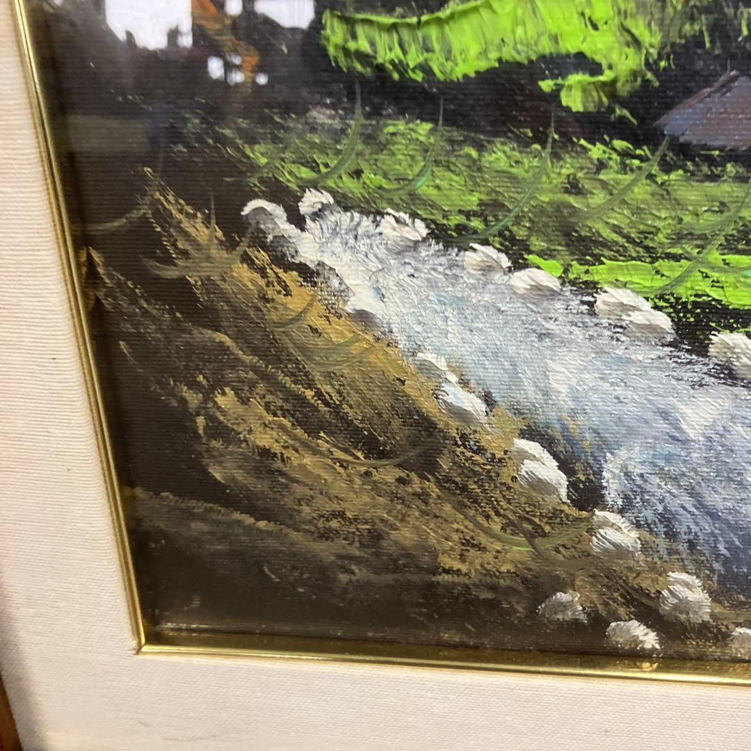 イタリア製 油絵 DE VITIS 風景画 山小屋 額縁入り DE VITIS