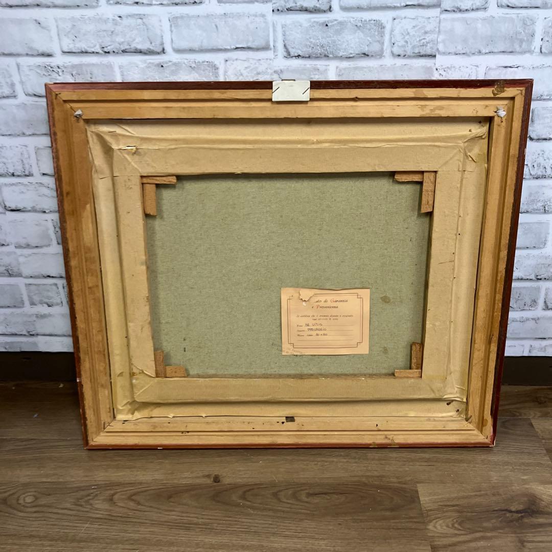 イタリア製 油絵 DE VITIS 風景画 山小屋 額縁入り DE VITIS