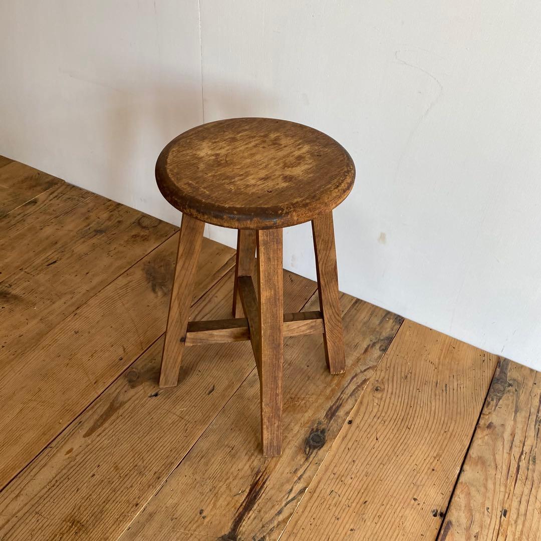 アンティーク スツール 椅子 無垢材 シャビー z865