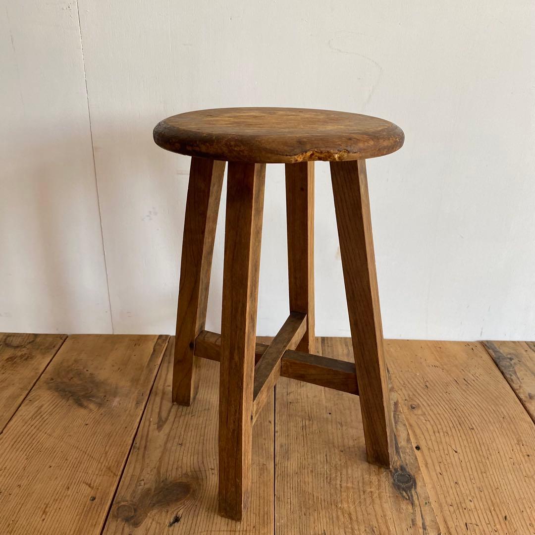アンティーク スツール 椅子 無垢材 シャビー z865