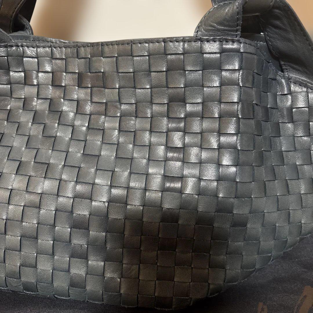 B.stuff ネイビー　メッシュ　編み込み　ハンドバッグ