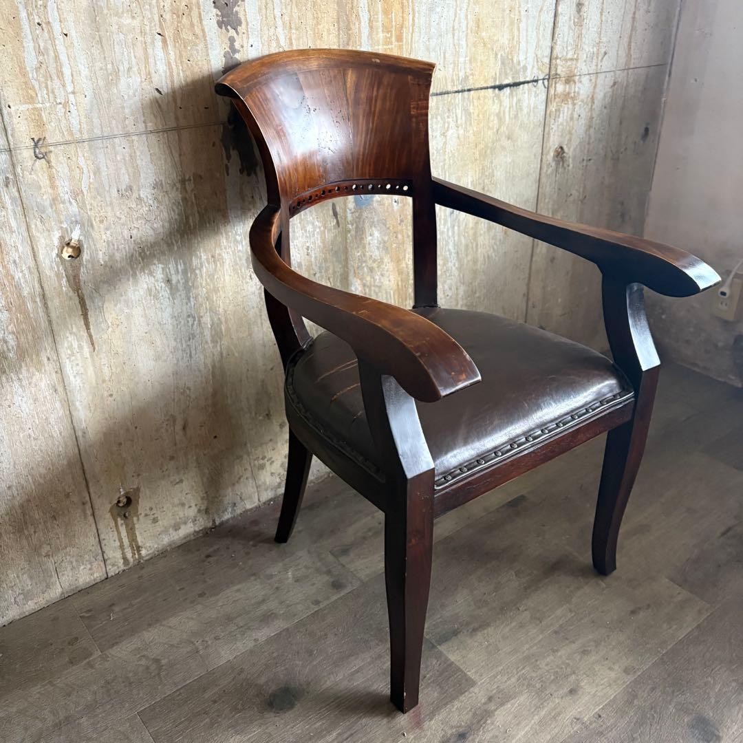 エスニックスタイル　レザーシート アームチェア ヴィンテージ　②