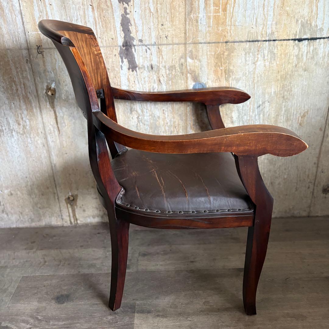 エスニックスタイル　レザーシート アームチェア ヴィンテージ　②