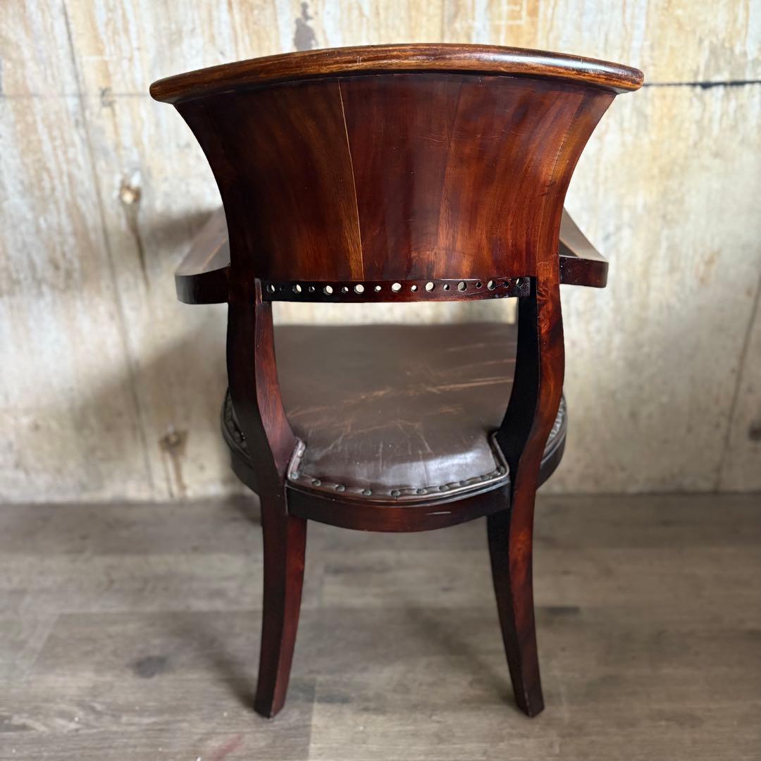 エスニックスタイル　レザーシート アームチェア ヴィンテージ　②