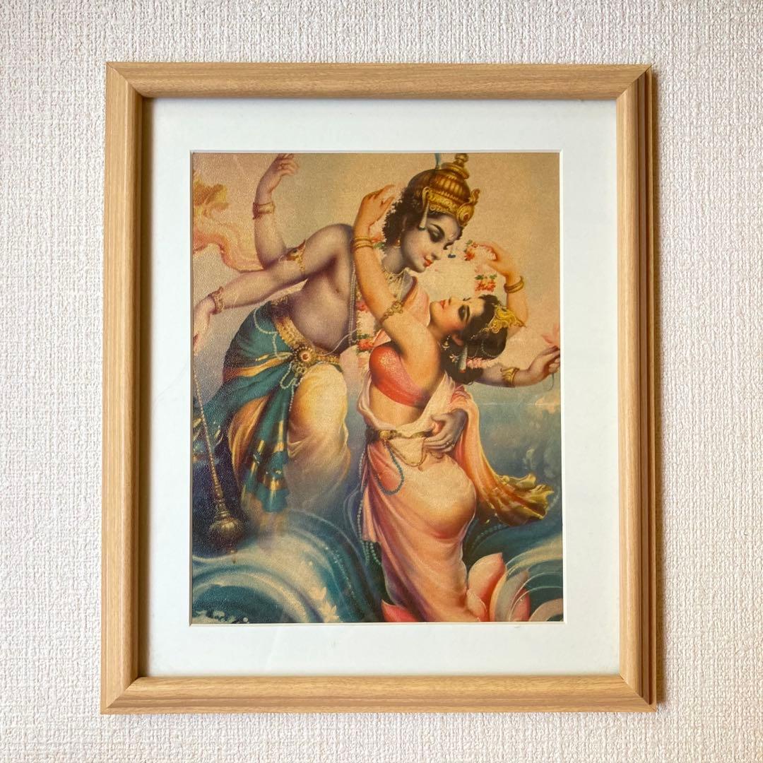 ビシュヌ　ビンテージポスター　額縁付　　リトグラフ