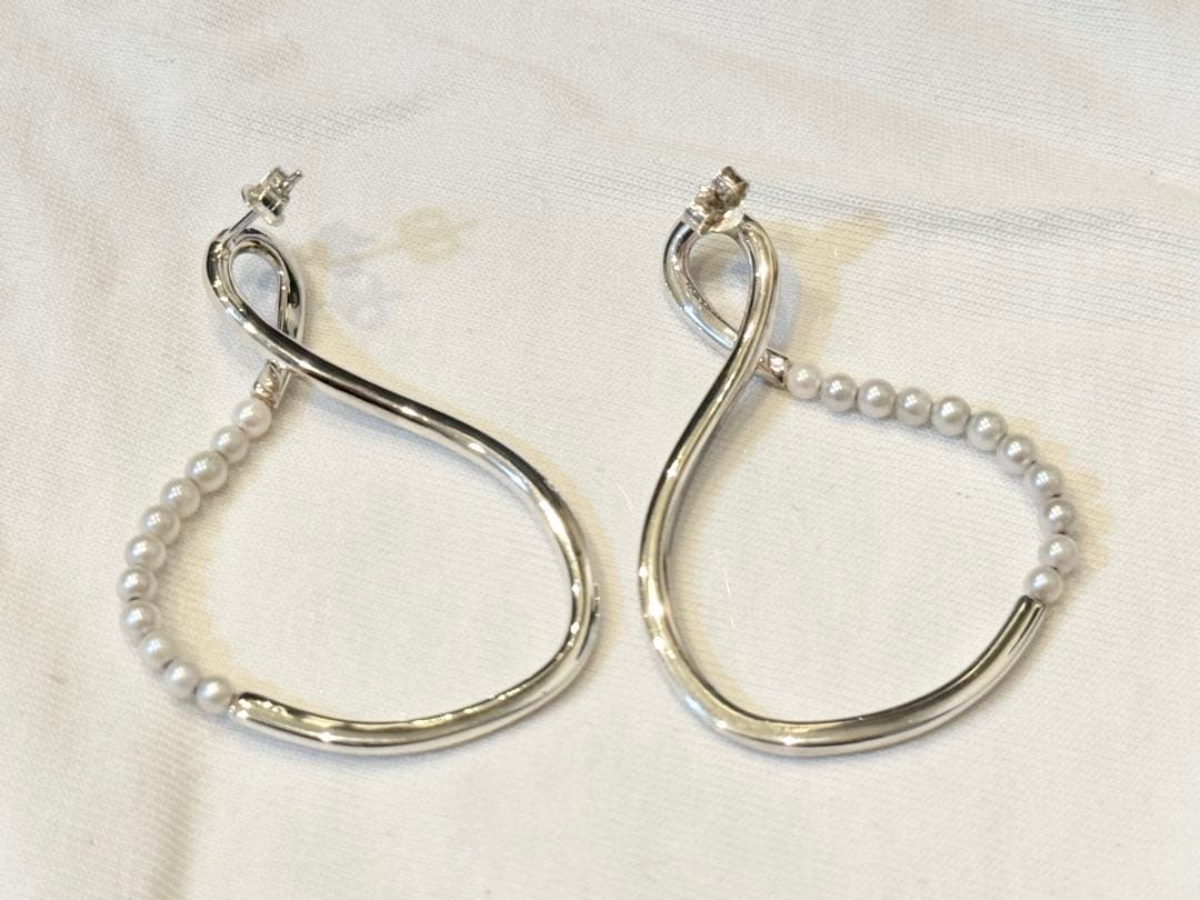 美品★blanc irisシルバー パールピアスブランイリス