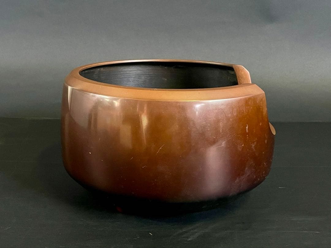 割引‼️「母」 唐銅 面取 風炉 八治良 共箱 茶道具 (1219あ①)