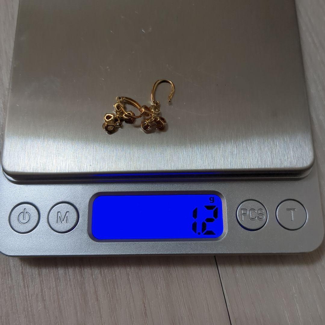 【美品】K18　両耳用ピアス　ゴールド　キラキラ　ビジュー