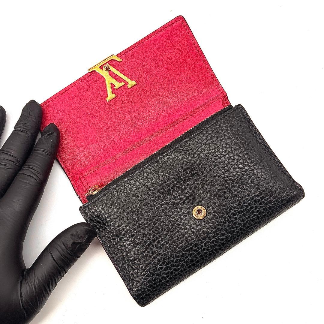 ルイヴィトン トリヨン カプシーヌ コンパクト 三つ折り財布 黒 ノワール