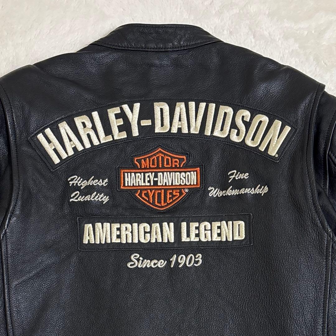 【美品】Harley-Davidson レザージャケット Mサイズ 刺繍ロゴ