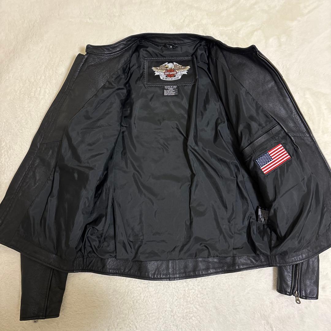 【美品】Harley-Davidson レザージャケット Mサイズ 刺繍ロゴ