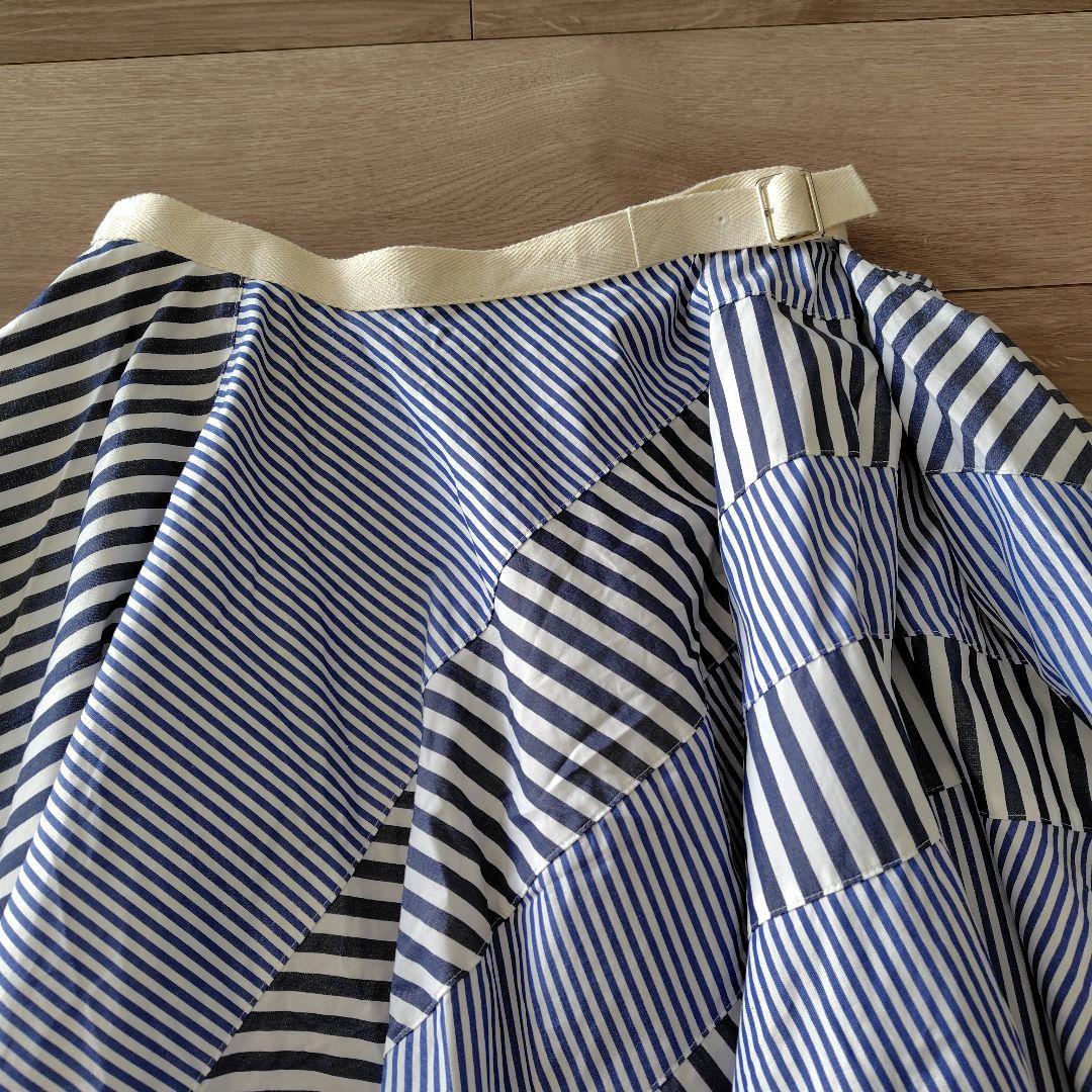 トリココムデギャルソン　ストライプ柄フレアスカート