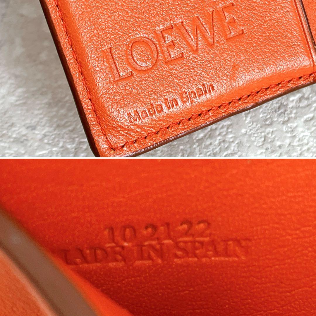 美品✨ロエベ コンパクト ジップウォレット アナグラム レザー コーラルピンク