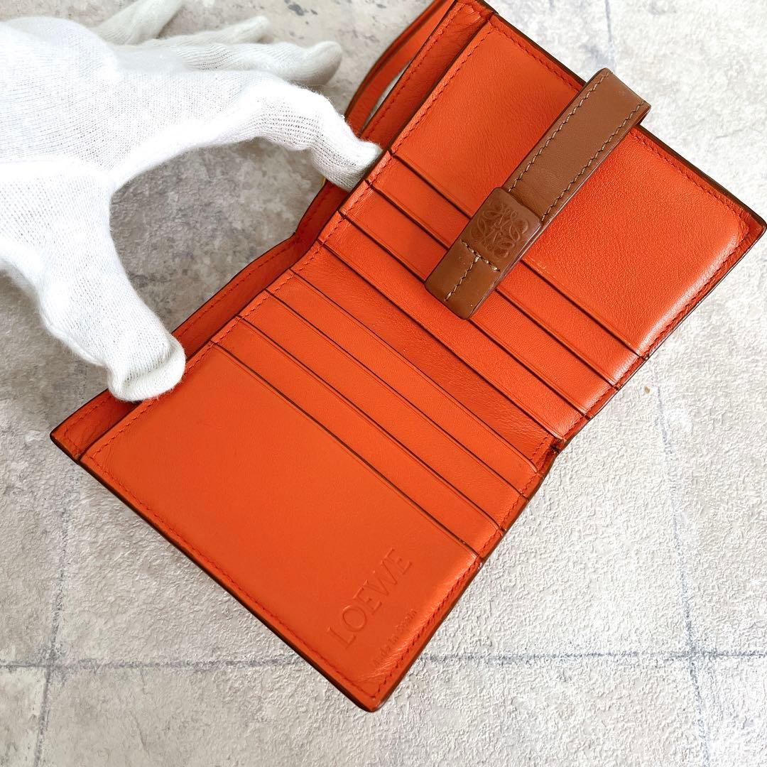 美品✨ロエベ コンパクト ジップウォレット アナグラム レザー コーラルピンク