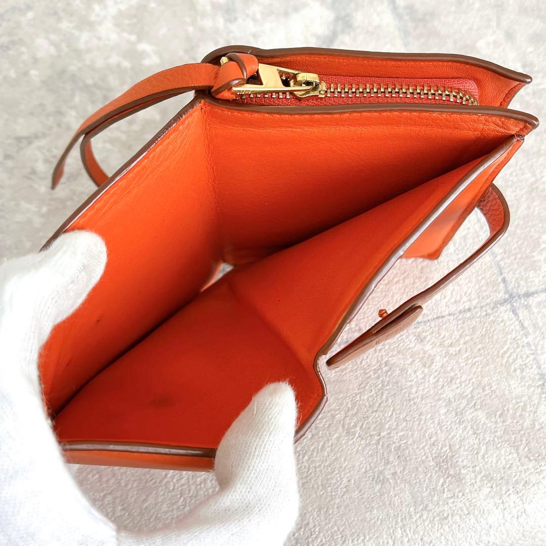 美品✨ロエベ コンパクト ジップウォレット アナグラム レザー コーラルピンク