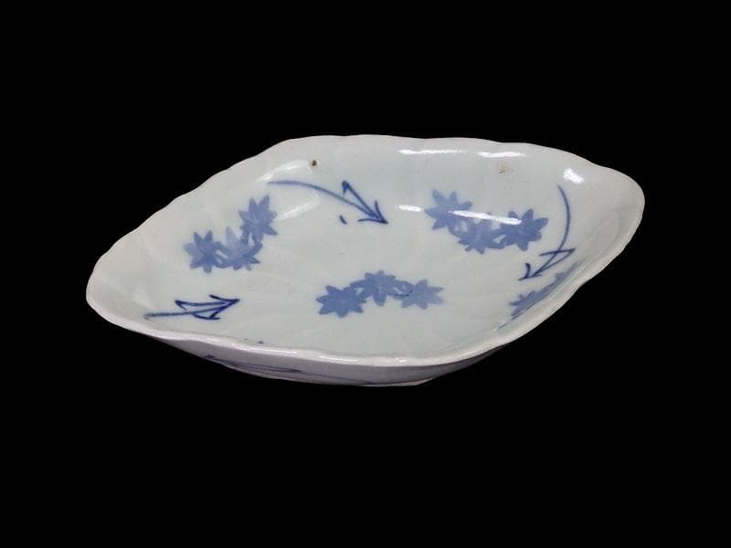 古伊万里　こんにゃく印判　紅葉の図　菱形変形小皿　江戸中期　A346AS-CWr