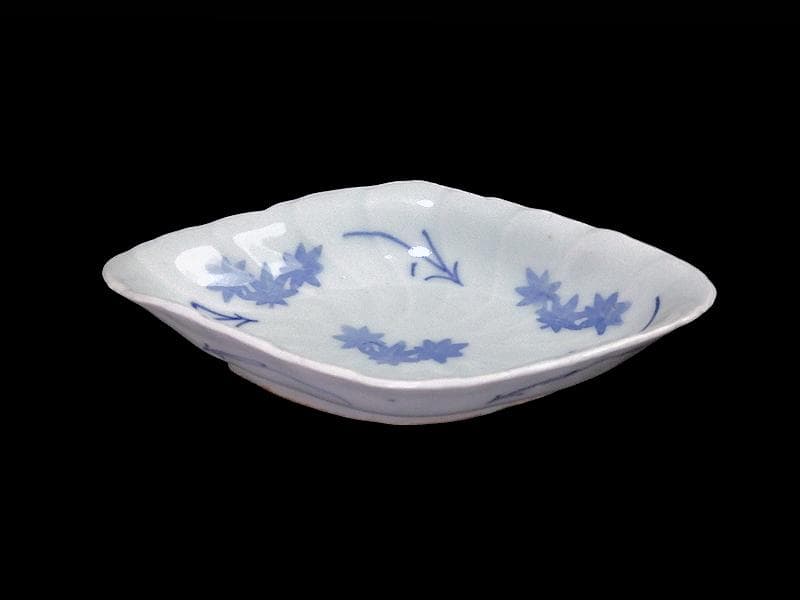 古伊万里　こんにゃく印判　紅葉の図　菱形変形小皿　江戸中期　A346AS-CWr