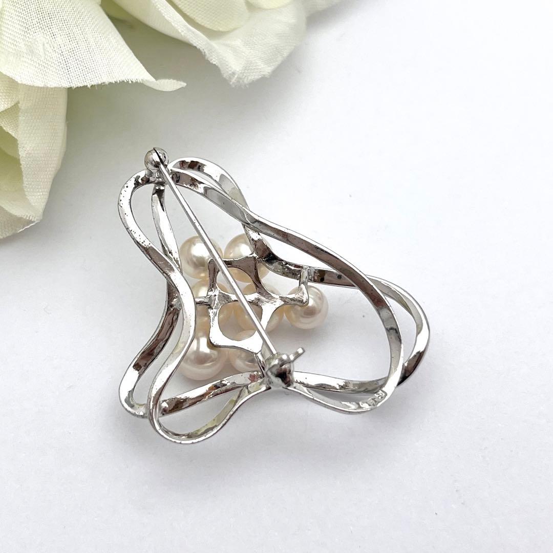 ミキモト　シルバー　パール　ブローチ　皇室御用達ブランド