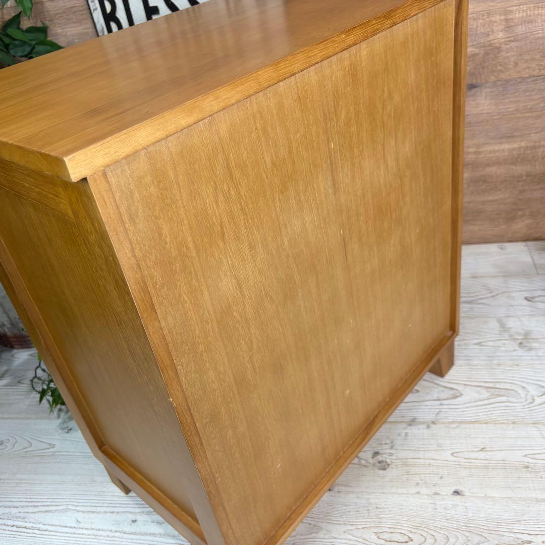 訳あり品【134】ナチュラルウッド桐材天然無垢ガラスキャビネット収納家具チェスト