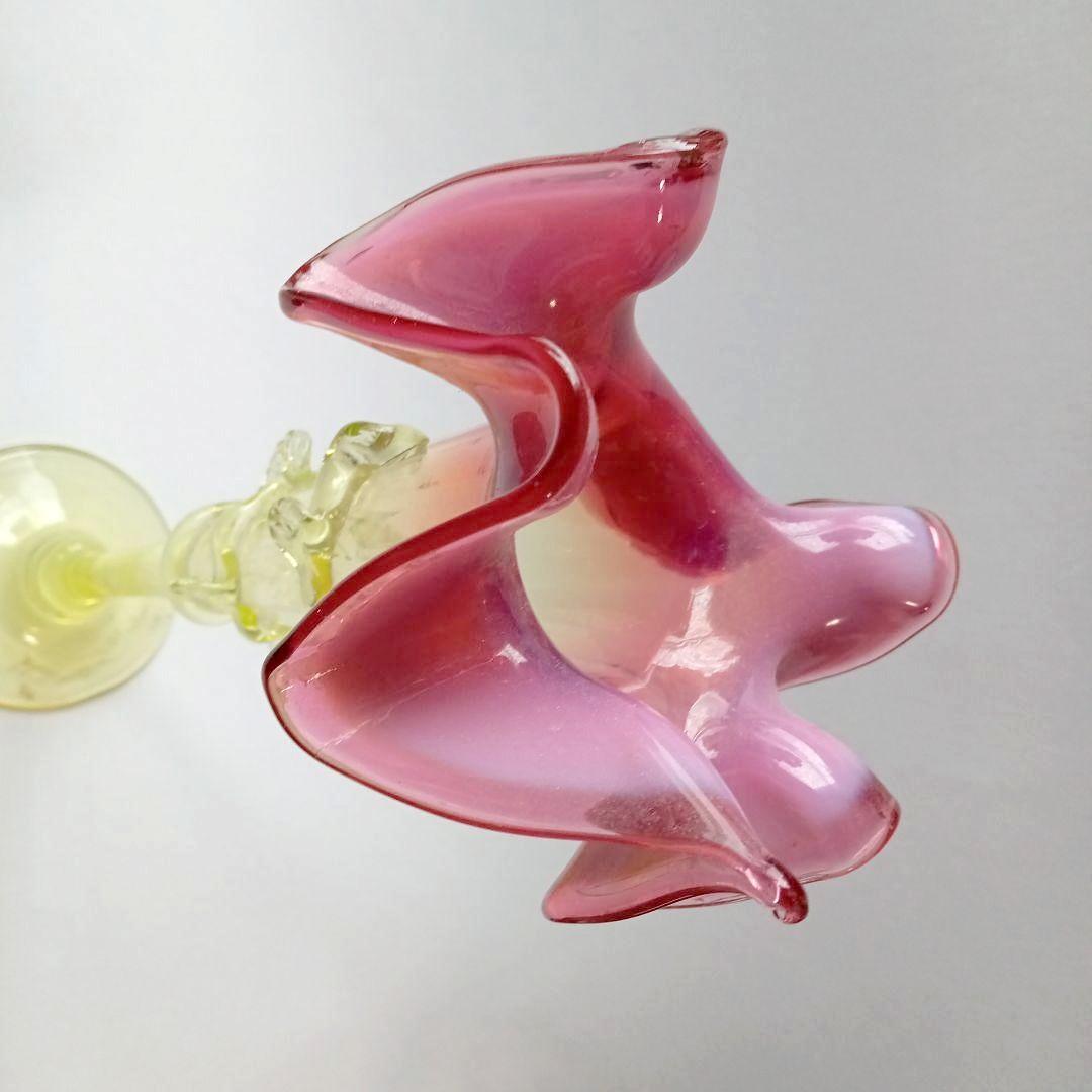 ★G1703★ アンティーク ウランガラス　花瓶　花器　ヨーロッパ