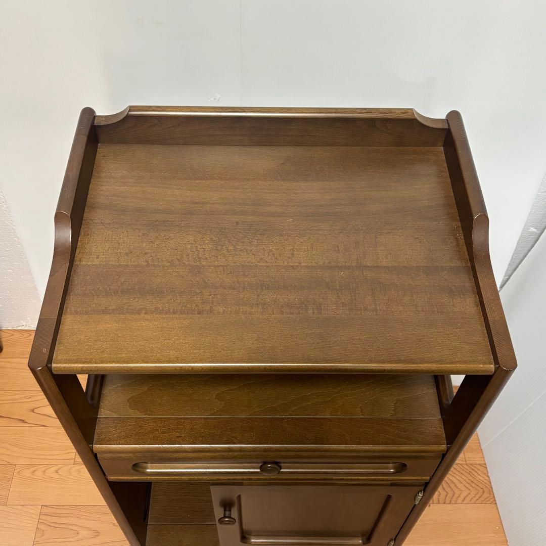 Karimoku カリモク 木製 電話台、FAX台　飾り棚 収納　レンジ台