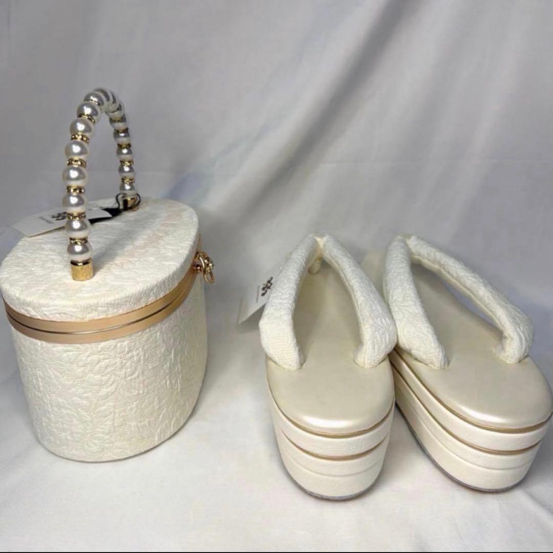 新品　2026年モデル　草履　バッグ　セット　振袖用　成人式　白