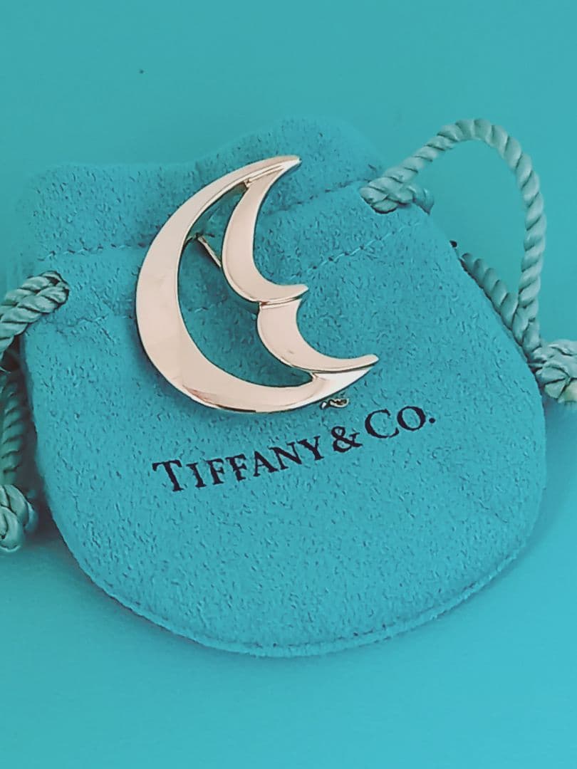 美品 TIFFANY ティファニー クレセントムーン シルバーブローチ