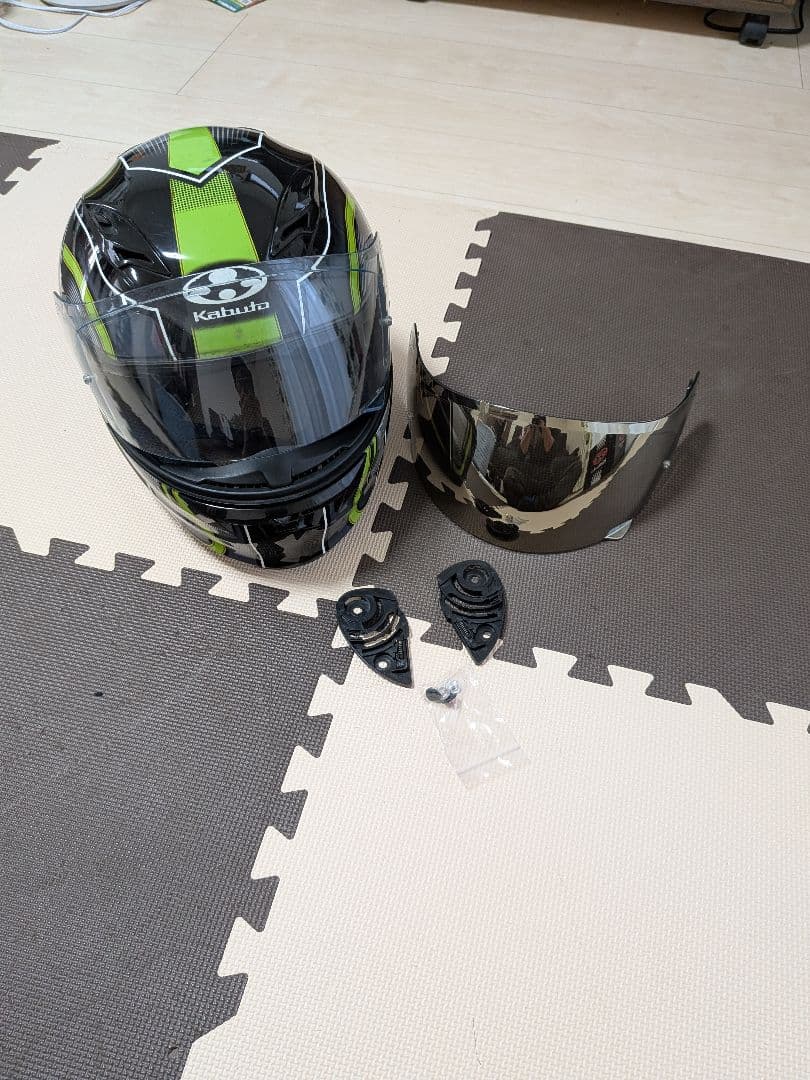 Kabuto フルフェイスヘルメット ブラック/グリーン　KAMUI