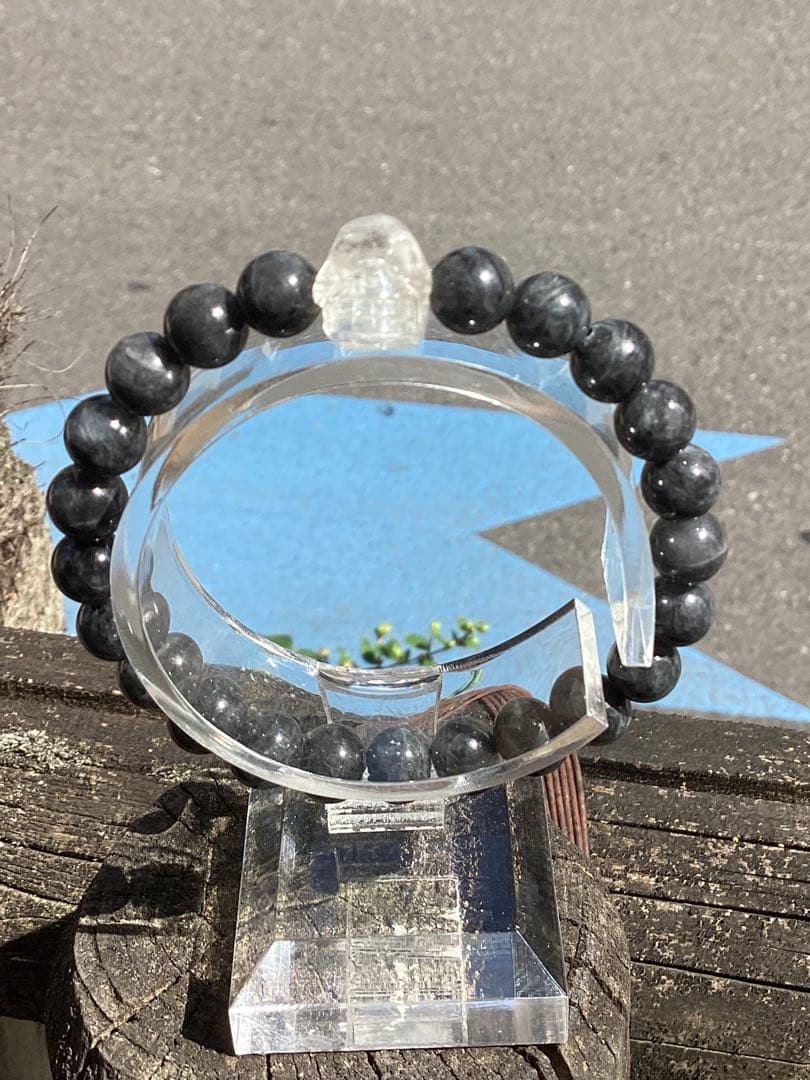 ✳激貴重ブレスレット　ガネッシュヒマール水晶*ドクロ&糸魚川翡翠*薄墨色　鑑別書