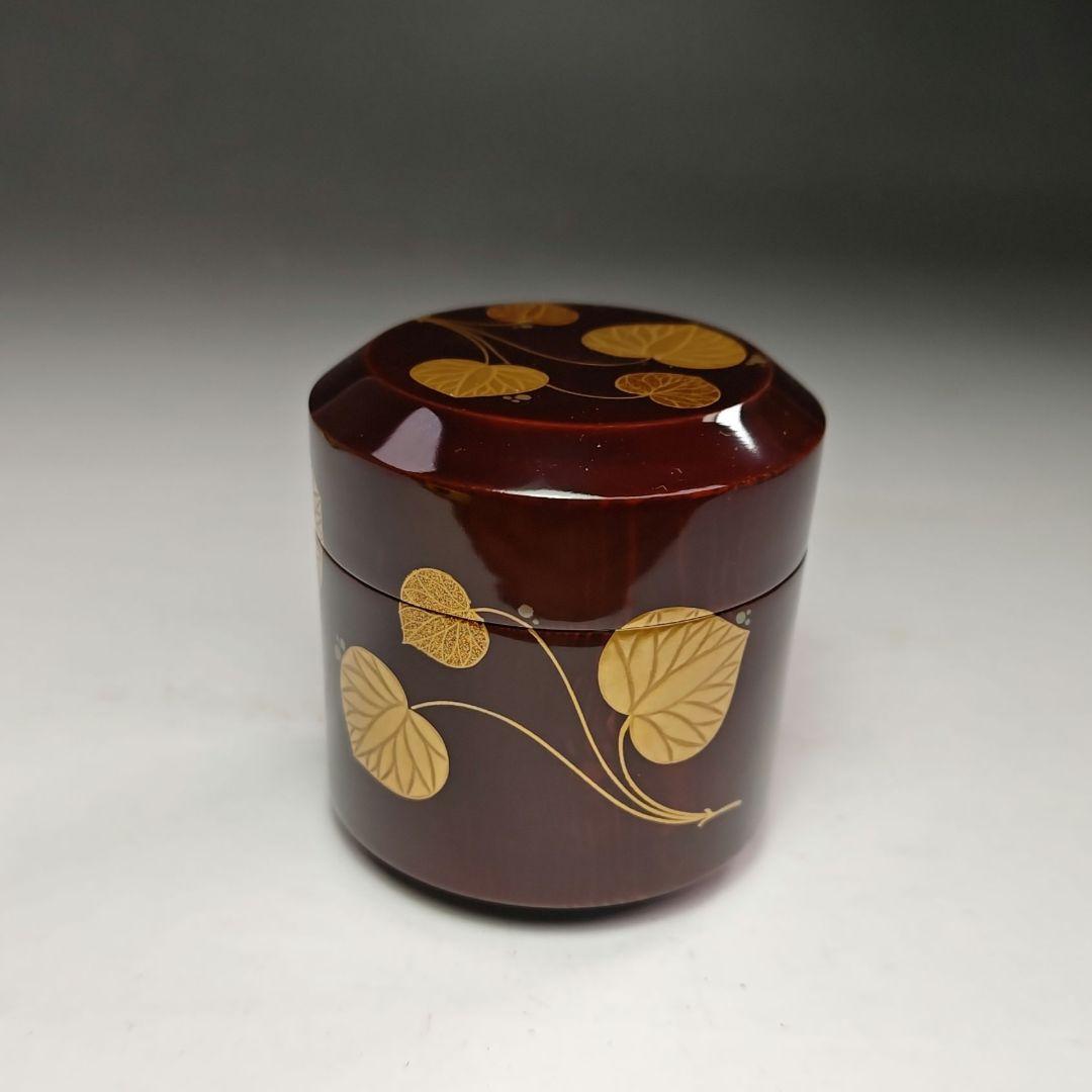 イ468 棗『漆専堂　岡本漆園』『葵蒔絵留塗雪吹』『久田宗也（尋牛斎）極箱』茶道