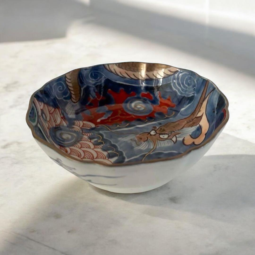 アンティーク 向付 江戸後期 龍　5+2枚