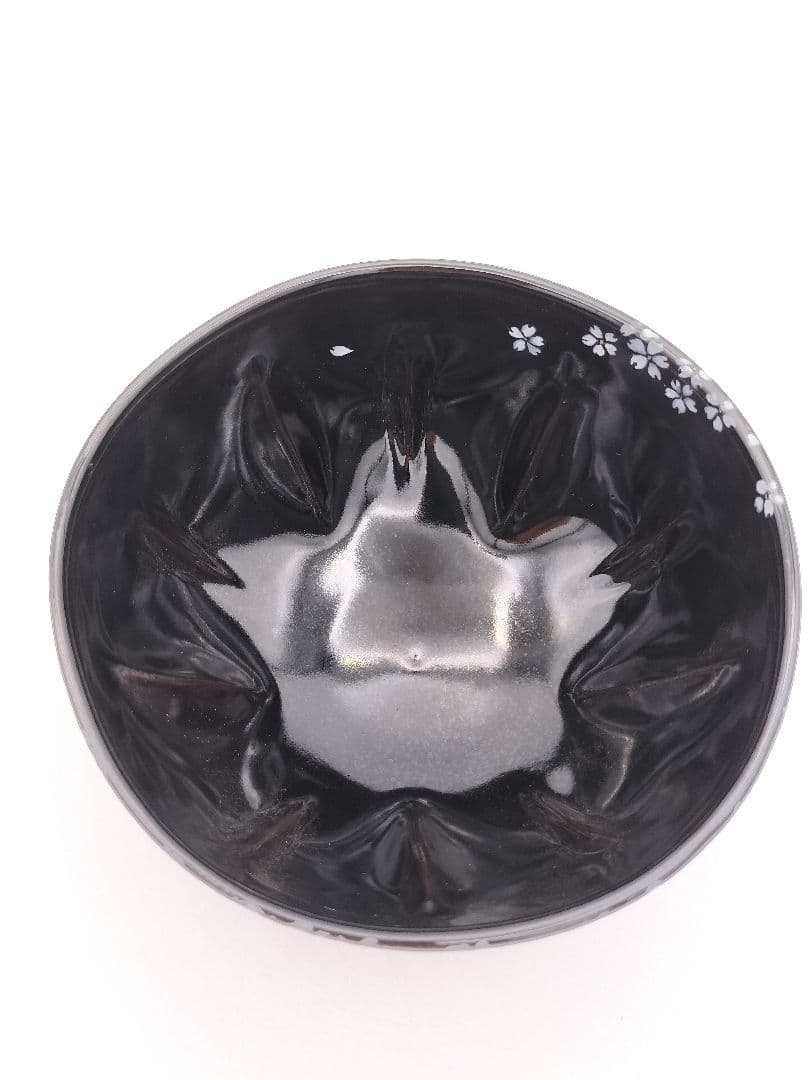 b209 【新品・未使用】茶碗 黒釉 夜桜 今岡三四郎 木箱 茶道具