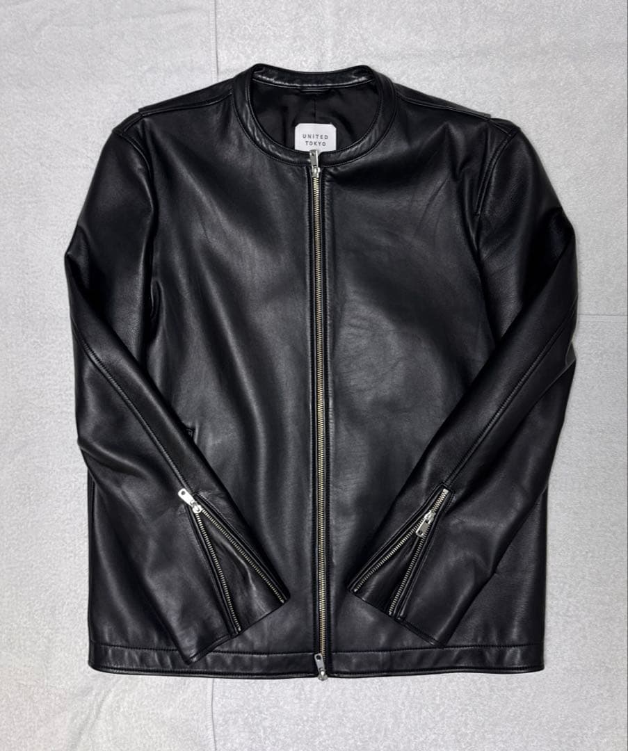 ユナイテッド東京 希少なサイズ4【XL】 ノーカラーシングルライダース