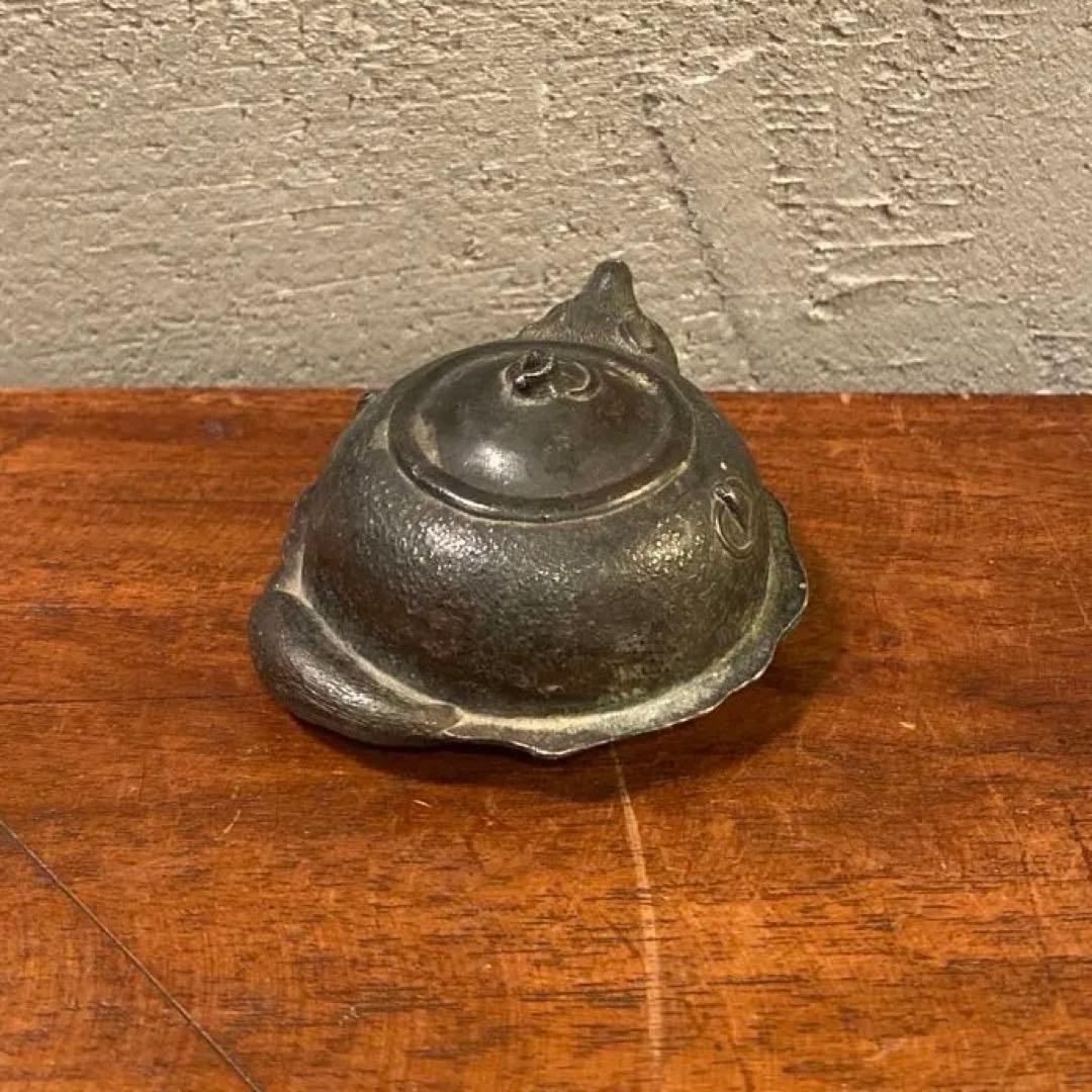 骨董品 江戸後期 分福茶釜 水滴 タヌキ 古錫 古銅 美品 古道具 コレクション